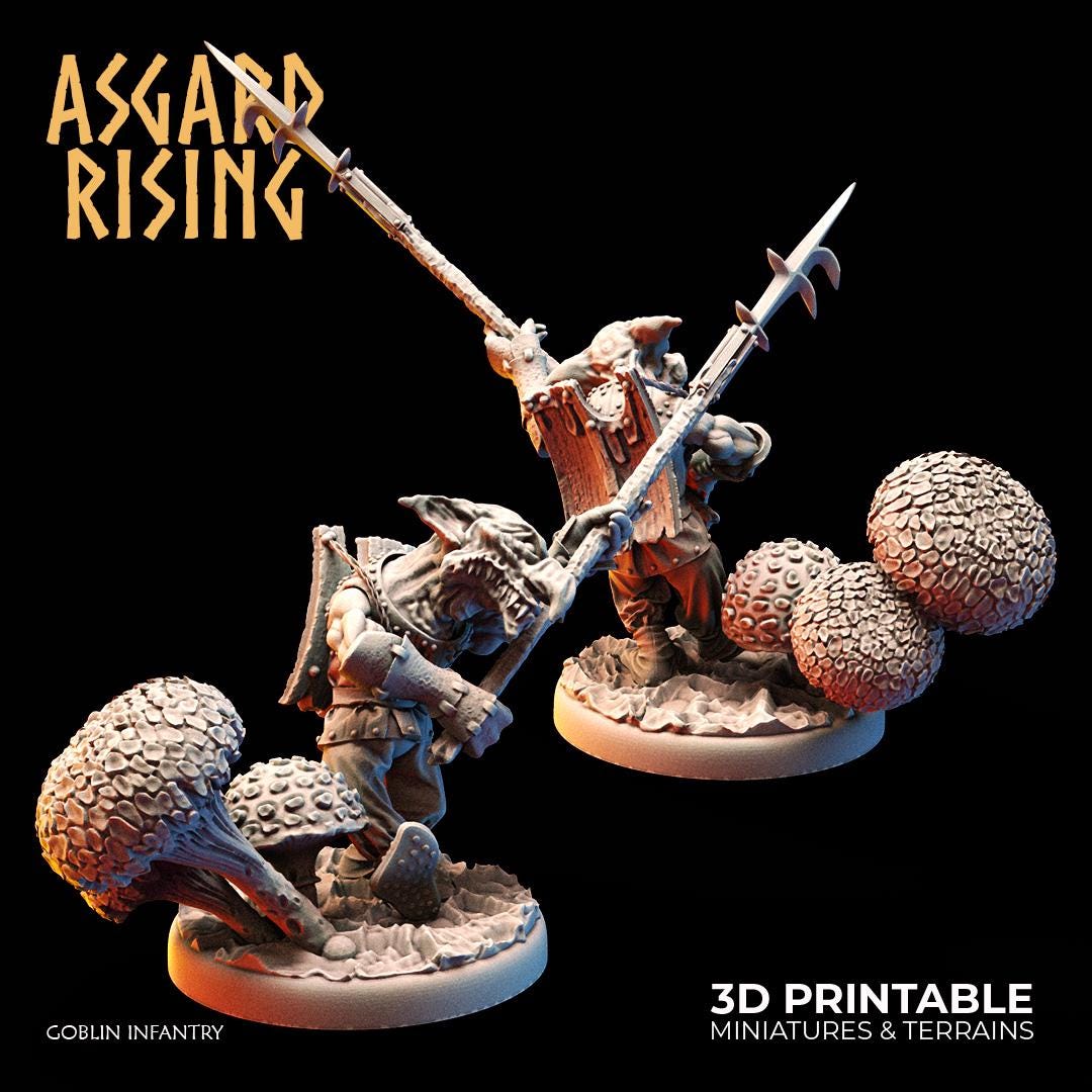 Goblin Infantry Miniatures Set of 6 | Modular Goblin Warband | 28mm Resin DnD Figures