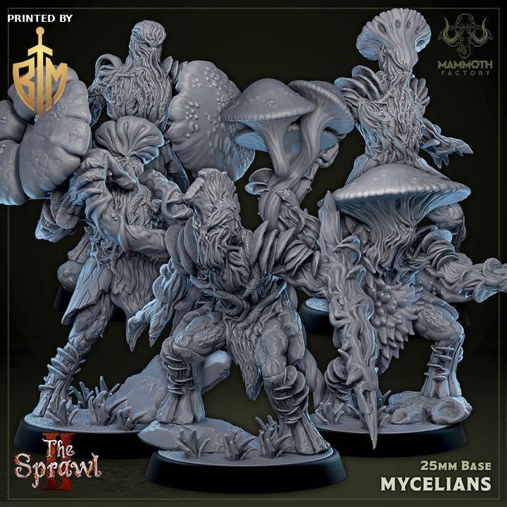Mycelian Warband Set of 5 | Mushroom Resin Miniatures | Fungal Monsters | DnD Fantasy RPG Miniatures