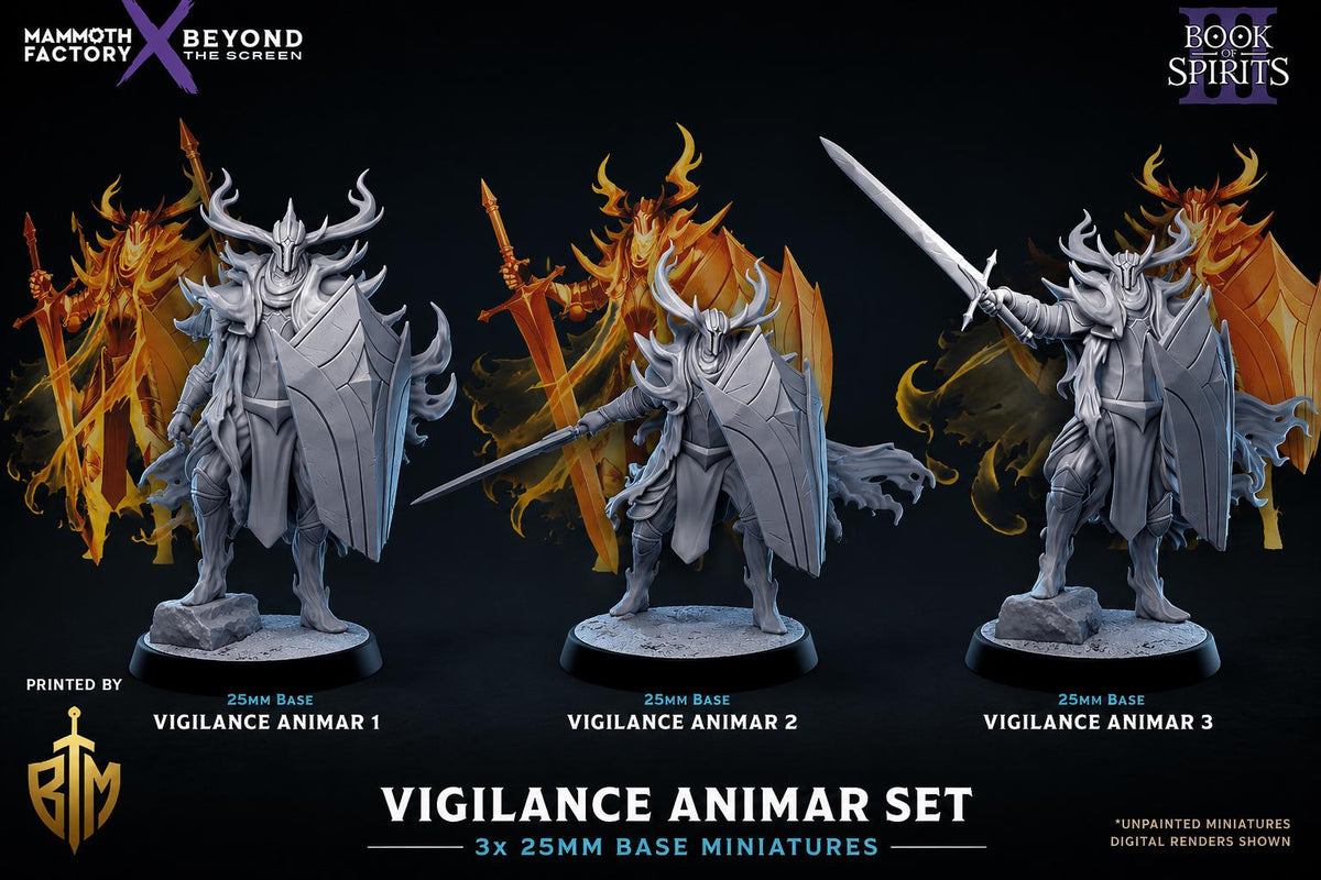 Vigilance Animar Set | 3x Resin Spirit Warrior Miniatures (25mm or 50mm)