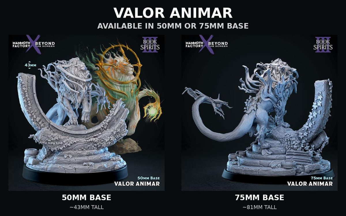 Valor Animar Spirit Lion | 50mm or 75mm Resin Miniature | Fantasy Guardian Monster | Mammoth Factory
