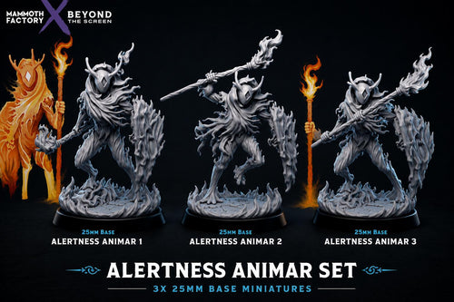 Alertness Animar Set of 3 | 25mm Resin Spirit Warriors | Fantasy RPG Miniatures | Mammoth Factory