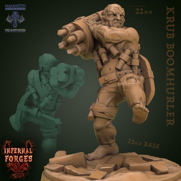 Krub Boomhurler Miniature | Goblin Bomb Thrower | 25mm Resin Fantasy RPG Alchemist | Mammoth Factory