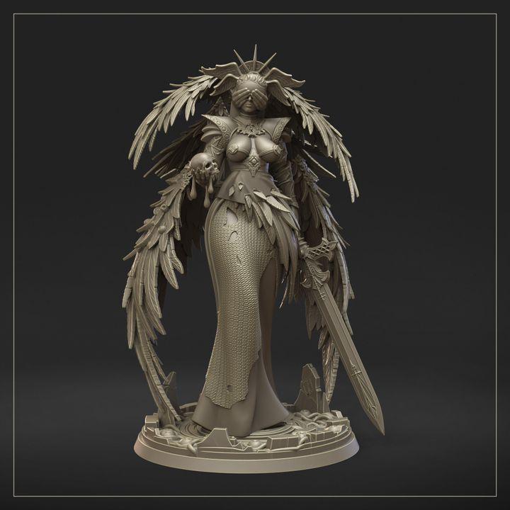 Ophiel Blind Seraph Miniature | 32mm Fallen Angel Warrior | Fantasy Resin RPG Mini | Dungeons & Maidens