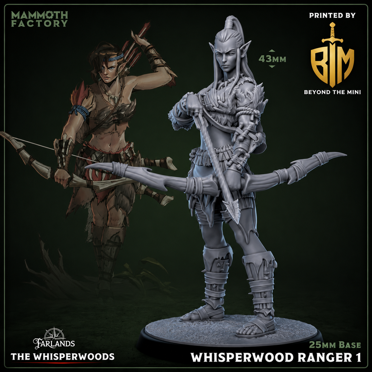 Whisperwood Ranger Farlands miniature printed by Beyond the Mini